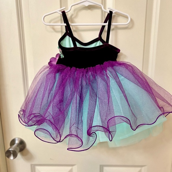 Girls Curtain Call Tiny Dancer Teal and Purple Sequin Dance Costume Size CXS - Picture 7 of 7